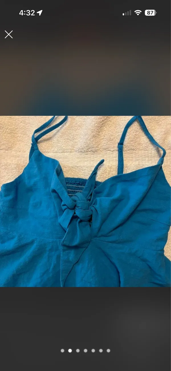 SheIn Blue cami/halter top 100% cotton with tie front detail #summer y2K indie fairy croquette resort vacation coastal festival - Image 2