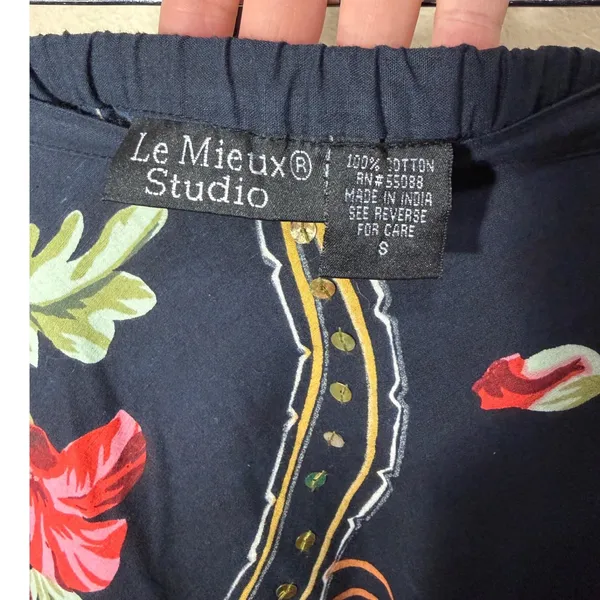 Le Mieux Studio Womens Black Floral Paisley Cotton Sequin Maxi Skirt Small - Image 5