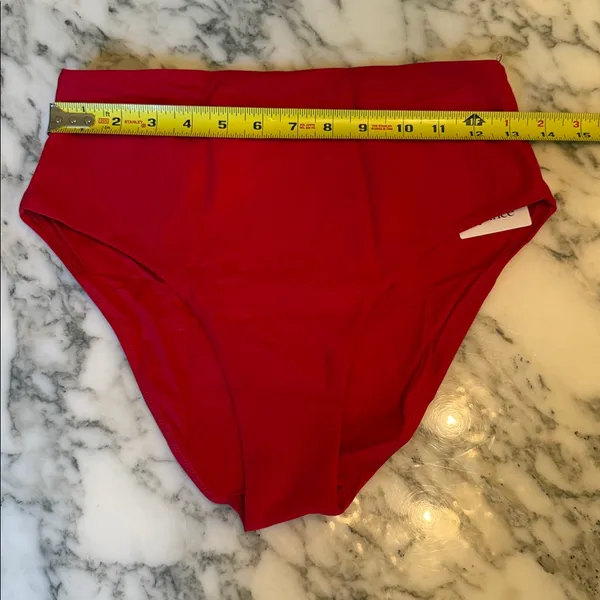 NWT Quince Italian High Rise Cherry Red Bikini Bottom Swimwear Sz L 🍒 sold out - Image 9