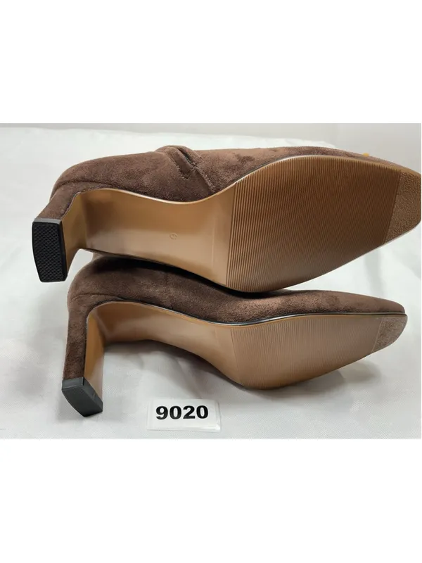 Womans New Knee High Fashion Boots 6 Cholate Brown Square Toe 1/4 Zip - Image 6