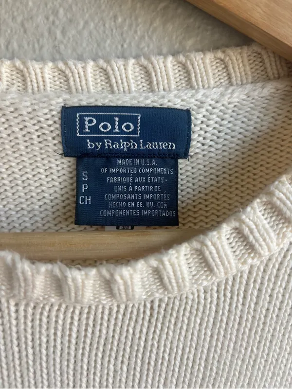 Polo by Ralph Lauren Cream Crewneck Sweater - Image 3