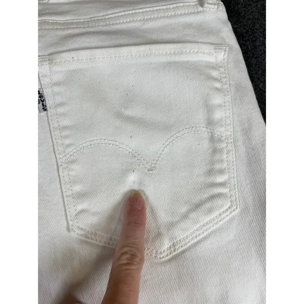 Levis 721 High Rise Skinny Ankle Jeans White‎ Distressed Raw Hem Size 30 - Image 8