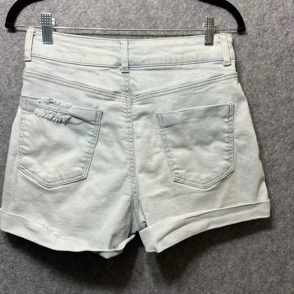 Vanilla Star Denim Shorts Juniors Size 13 Blue‎ Distressed High Waist Cuffed - Image 6