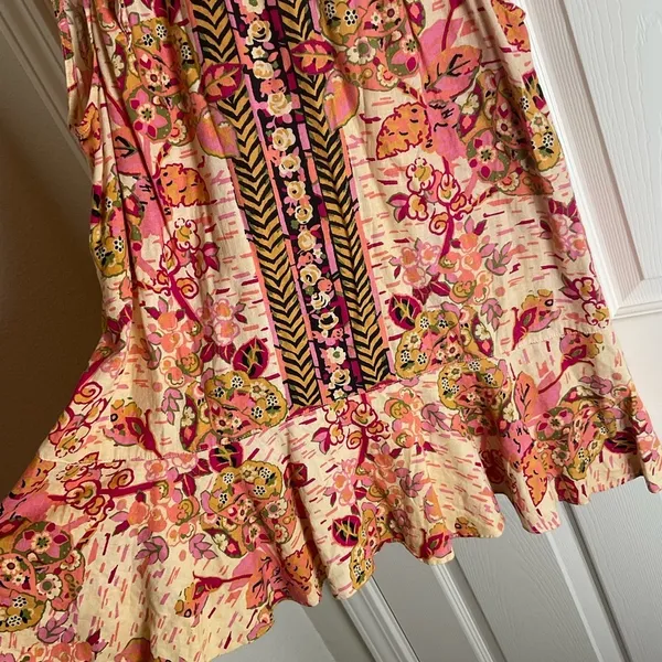 Free People "Summer in Tulum Floral Printed Linen Tunic Top - Size M⁠ - Image 5
