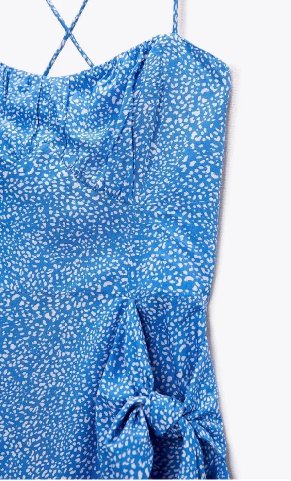 ZARA Blue & White Floral Printed Cami Midi Dress - Size XS 💙✨ - Image 5