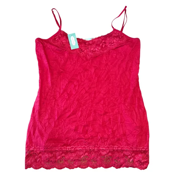 Maurice's Vintage Y2K Lace Trim Camisole Cami Tank Top Fuchsia Pink Fairy Whimsical Size L - Image 2