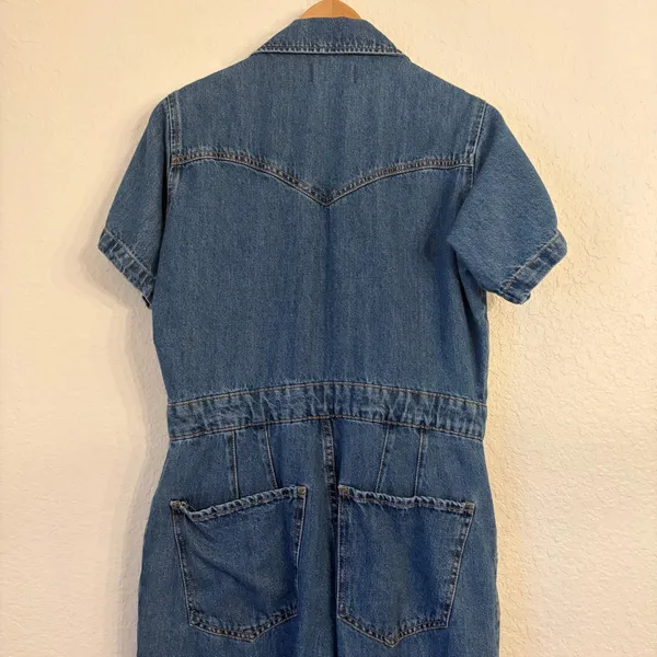 We The Free People Marla Trouser Coveralls Denim Jumpsuit M Utility Western Blue - Image 9