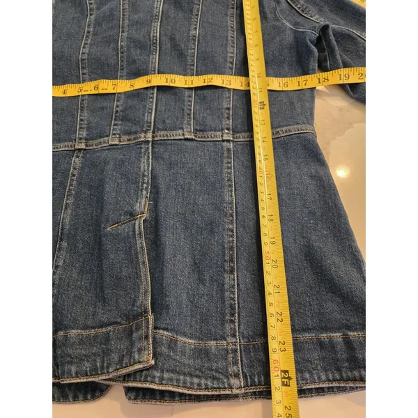 Lands' End Safari Field Size XS 2-4 Denim Jacket Dark Wash 4 Flap Pocket Women - Image 10