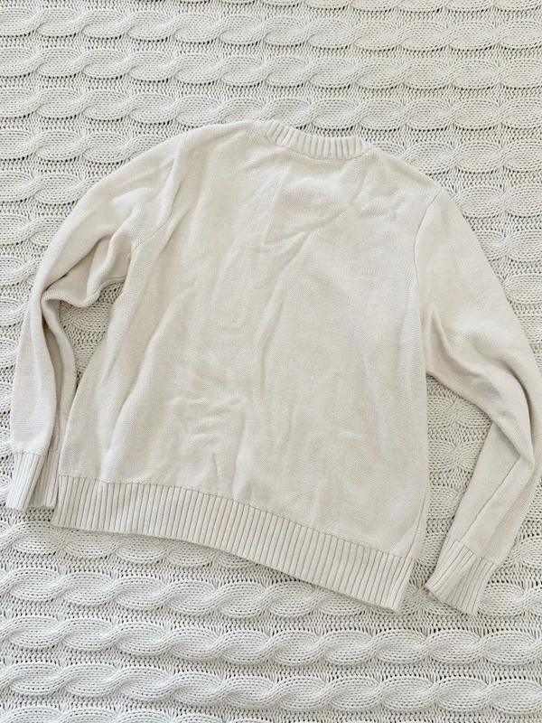 Gap Classic Cable Knit Crewneck Sweater - Cream - Image 3