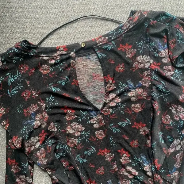 Free People Black Dock Street Knit Blouse Small - Image 10
