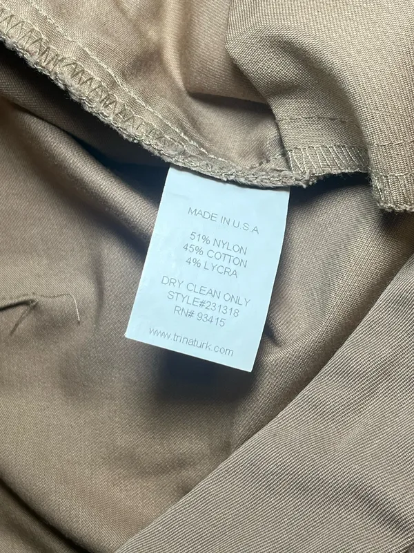 Trina Turk Sunset Wide Leg Pants Tan Khaki Nylon Cotton Stretch 231318 Size 6 - Image 6