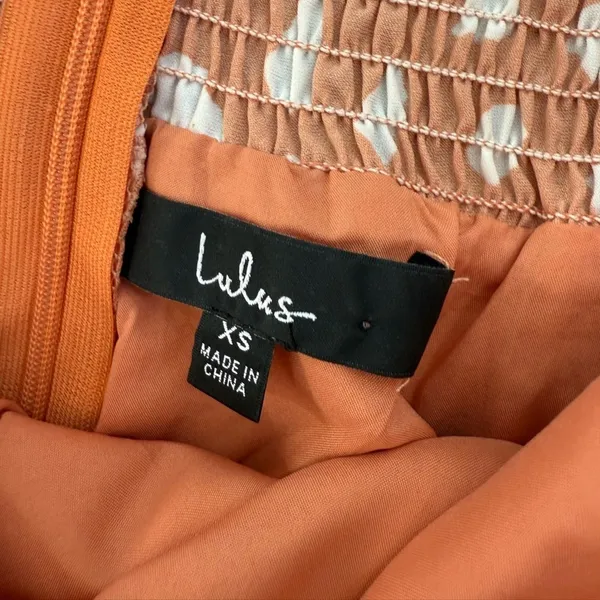 Lulus Party In Paris Light Orange Print Tie-strap Midi Dress - Size XS - Image 8