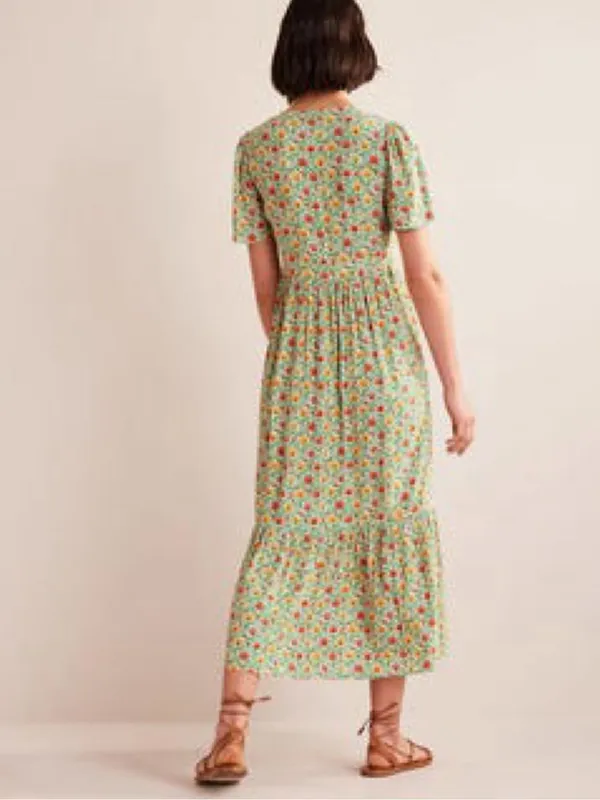Boden Floral V-Neck Tiered Midi Maxi Dress US 12 Petite - Image 2