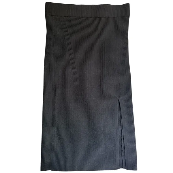 Abercrombie & Fitch NWT Black Ribbed Knit Midi Skirt‎ Side Slit Small NEW - Image 2