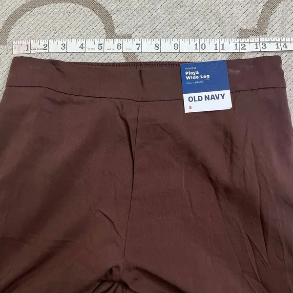 NWT Old Navy Playa Wide Leg High Rise Full Length Pants in Peppercorn Size Small - Image 3