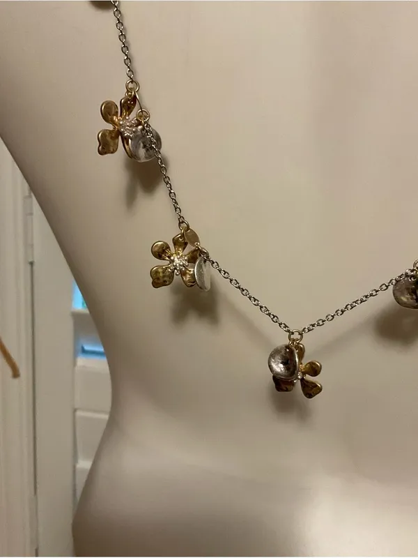 J. Jill Two-Tone Gold and Silver Flower Charm Necklace - Image 2