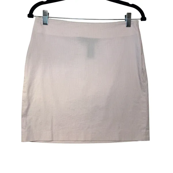 Ralph Lauren Pink White Seersucker Mini Skirt Size 6‎ Preppy Cotton Blend Stripe - Image 2