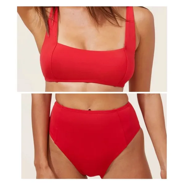 Andie Bikini Set Havana‎ top High Waisted Cheeky Bikini Bottom Cherry Red Size L - Image 2
