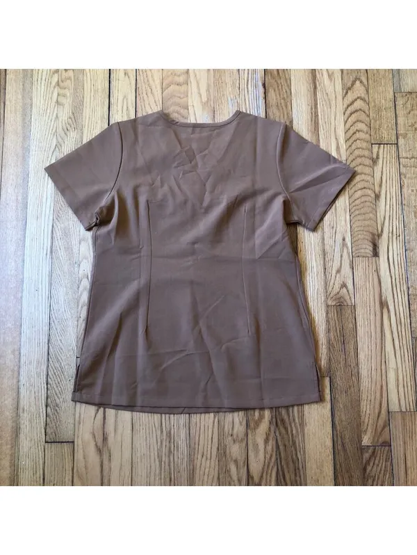 Mandala NWT Camel One Pocket Short Sleeve V-Neck Scrub Top Size XS - Image 8