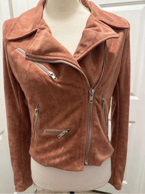 VICI Collection Market Faux Suede Moto Jacket - Dusty Rose Size M - Image 2