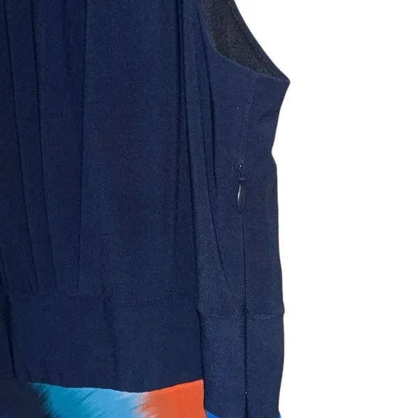 Studio‎ One NY Maxi Dress 8 Navy Pleated Top Multicolor Tie Dye Skirt Sleeveless - Image 3