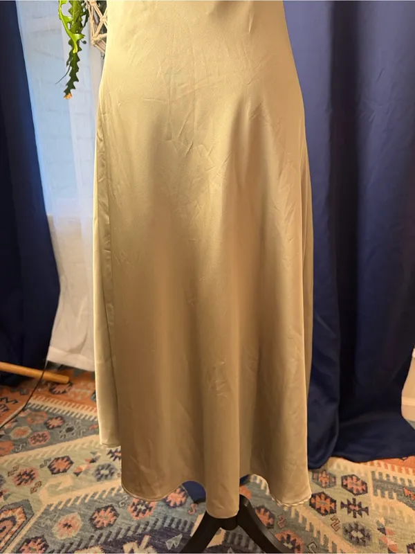 Show Me Your Mumu midi Dress in Moss Green Luxe Satin sz S - Image 5