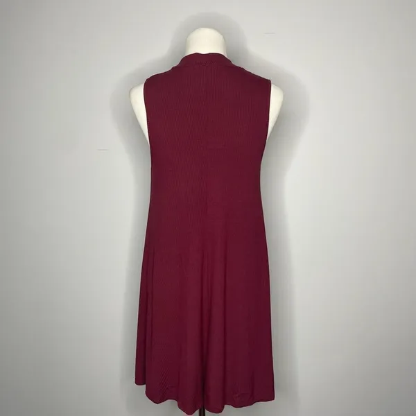 Ambiance- Maroon Ribbed Halter Dress - Image 3