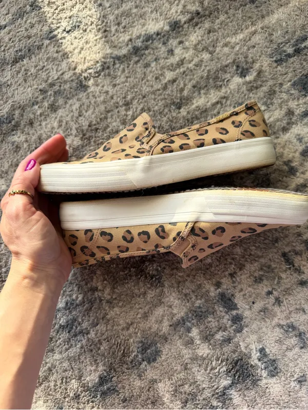 Keds Leopard Print Slip-On Sneakers in Tan, Black & Brown - Image 8