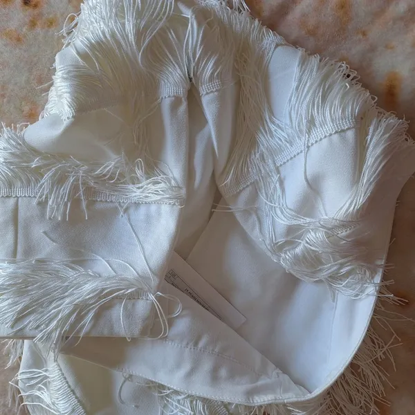 Endless Rose White Tiered Fringe Mini Skirt Large L NWT - Image 6