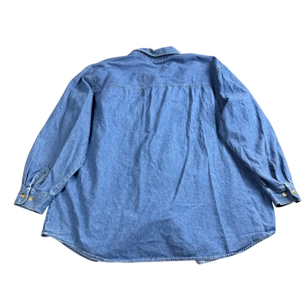 Bobbie Brooks Denim Shirt Women 18W/20W Winter Snowman Bear Christmas‎ Vintage - Image 3