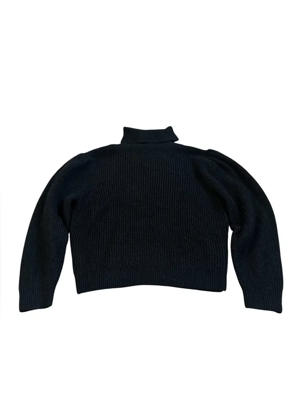 J.Crew Puff Sleeve Alpaca Merino Wool Turtleneck Sweater Black Fall Capsule - Image 3