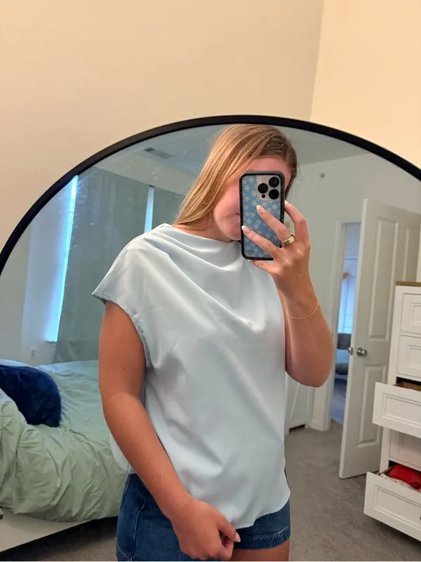 SHEIN Light Blue Draped Cap-Sleeve Camisole - Image 2