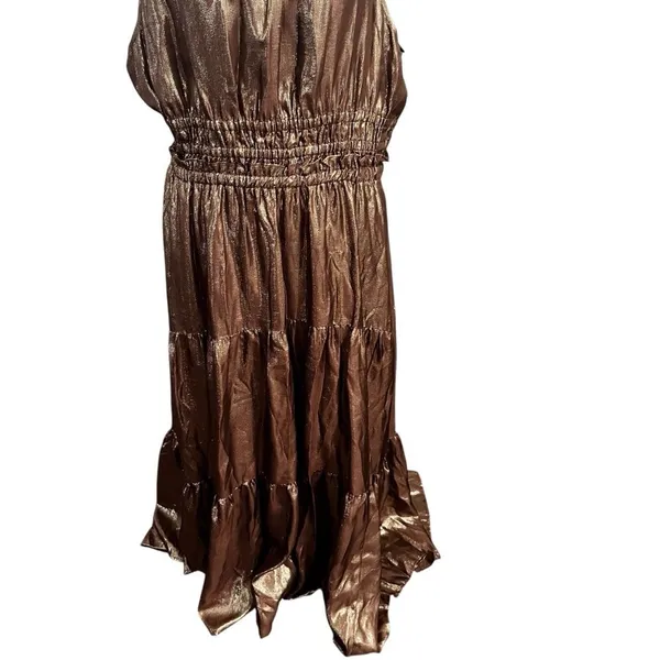 A.L.C. Elara Metallic Silk Halter Maxi Dress Bitter Chocolate 14 wedding guest - Image 12