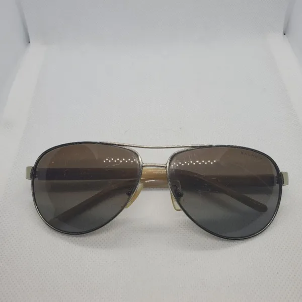 Ralph Lauren Polarized Silver & Tan Aviator Sunglasses - Image 4