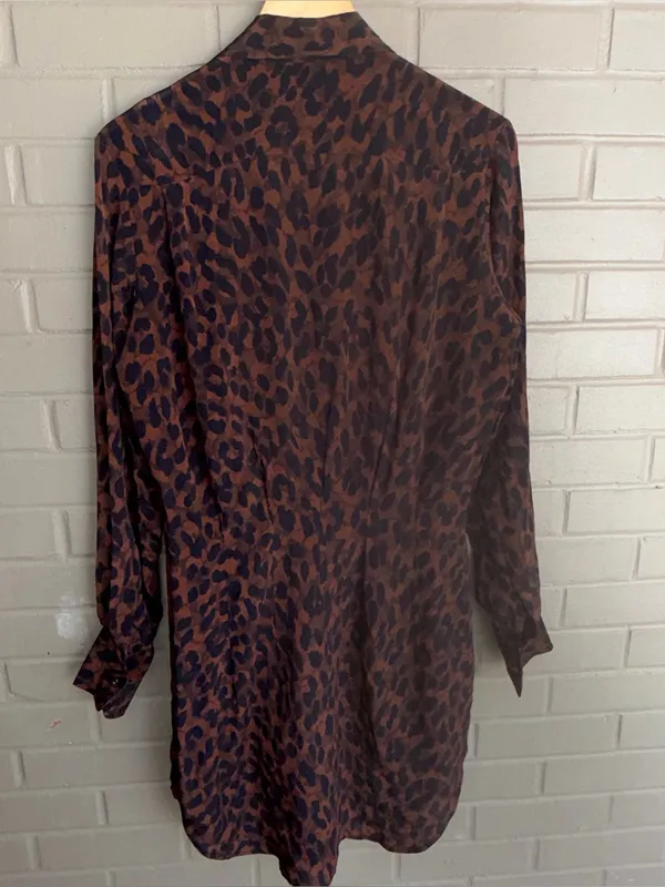 NEW KARINA GRIMALDI kylie print mini dress - in leopard brown XS Oversized - Image 9