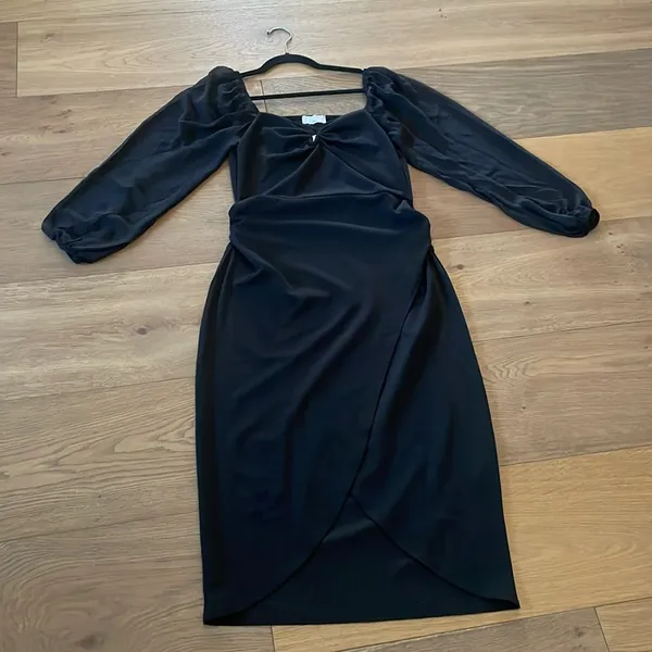 QUIZ Women's Chiffon Sleeve Scuba Crepe Midi Dress Size 8 US NWT - Image 5