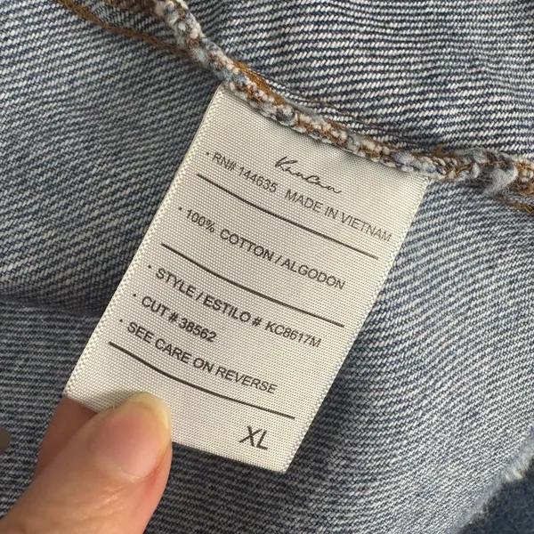 KANCAN “Sawyer” Blue Jean Distressed Cropped Denim Jacket, XL‎ 617 - Image 8