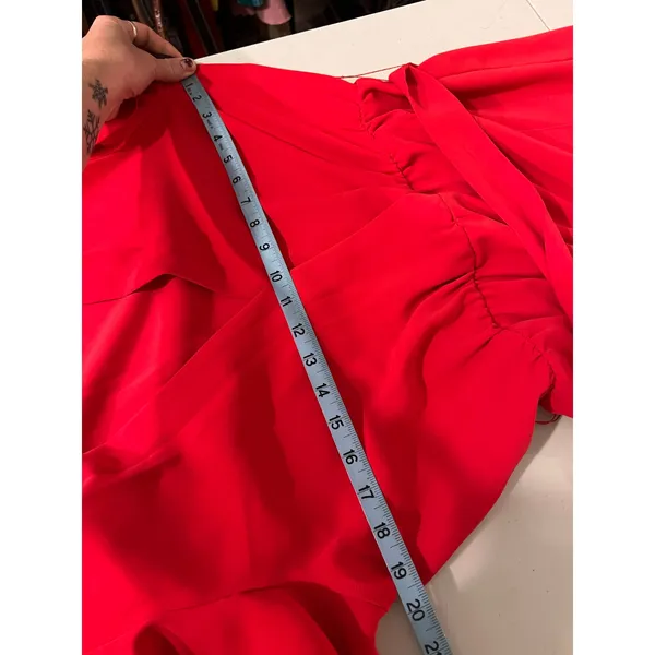 Amanda Uprichard Martinque Red Ruffled Wrap Midi Summer Dress Size Medium USA - Image 10