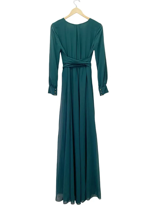 NWT Baltic Born Lydia Emerald Chiffon Maxi Dress Size Medium Long Sleeve Gown - Image 3