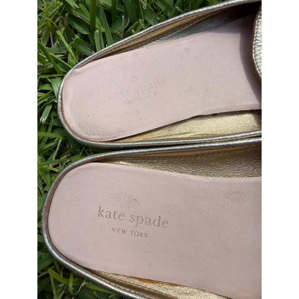 Kate Spade Gold Flats with Moccasin Stitching Size 8.5 - Image 4