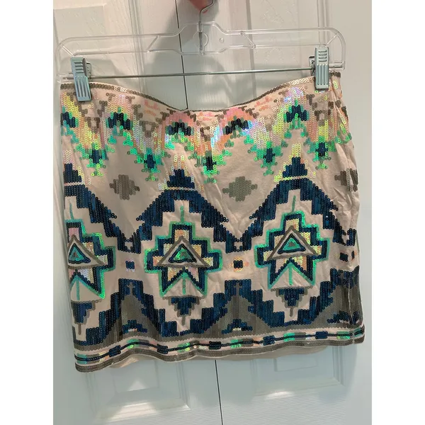 Express Pastel Sequin Skirt EUC - Image 8