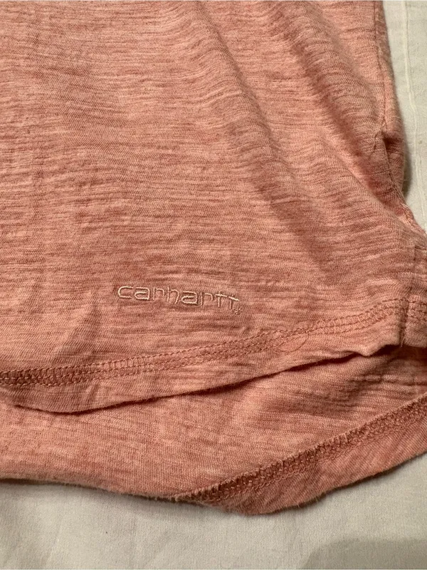 Carhartt Women’s Light Pink Hooded Henley Long Sleeve Top SZ M Granolagirl - Image 7