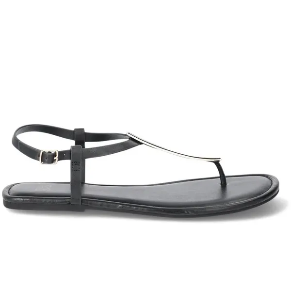 Time and Tru Womens Hardware T-Strap Flat Sandals Black Gold NWT Size 10 EU 41 - Image 5