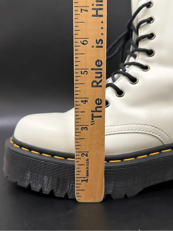 DR. MARTENS Jadon White Leather Chunky Platform Lace Up Boots Women’s Size US 9 - Image 11