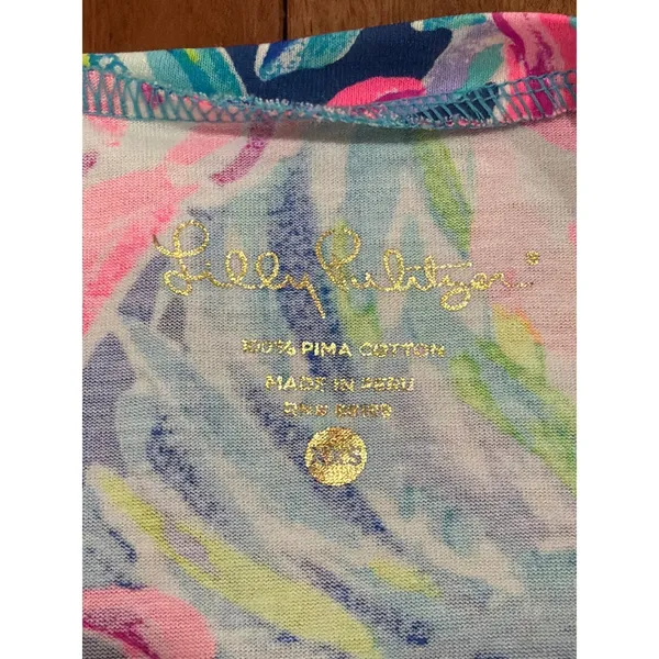 Lilly Pulitzer Dress‎ Womens Pink Blue Flamingo Pima Cotton Knit Shift XXS - Image 5