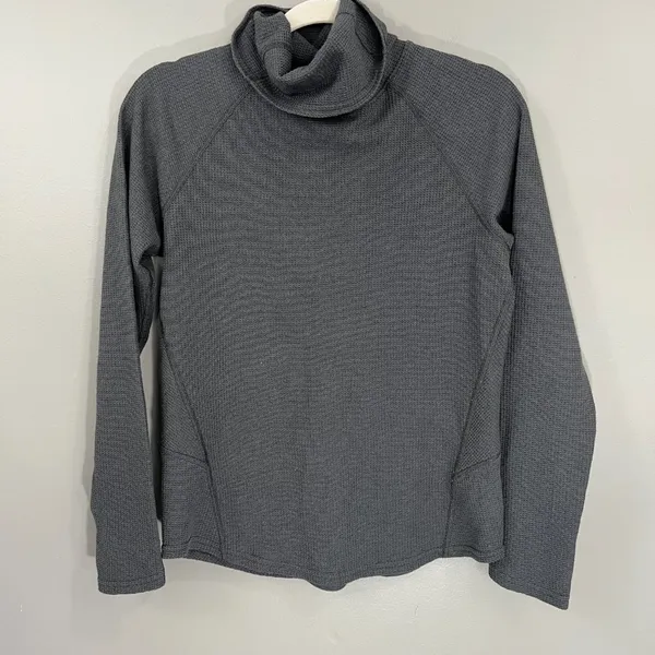 Kuhl Womens Grey Waffle Knit Cowl Neck Long Sleeve Petra turtleneck small - Image 3