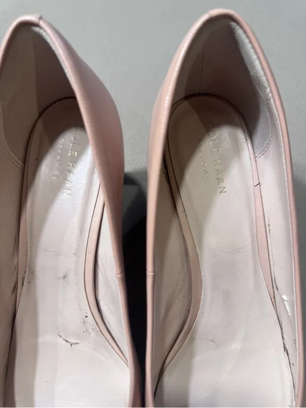 Cole Haan Nude Leather Mid Heel Pumps - Image 4