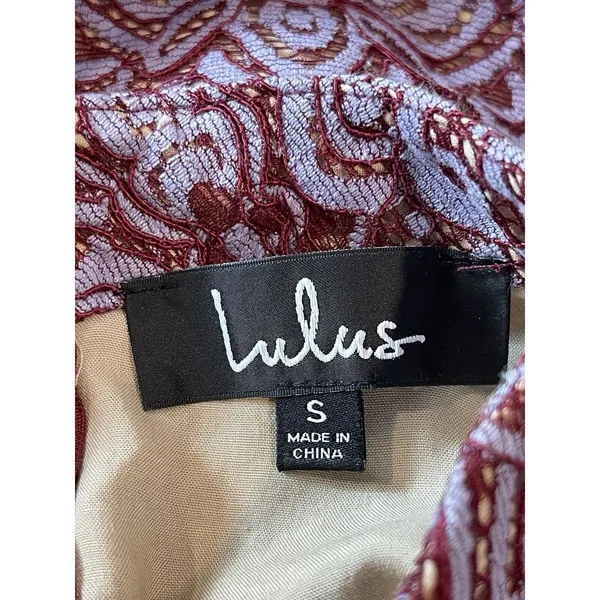 Lulus Sleeveless Cranberry Cream Laced Overlay A-line Fit & Flare Dress S - Image 10