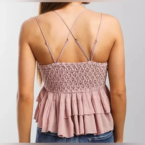 Free People FP One $68 Adella Cami Tank Lace Top Pink Mauve Festival‎ Fairy Boho - Image 2