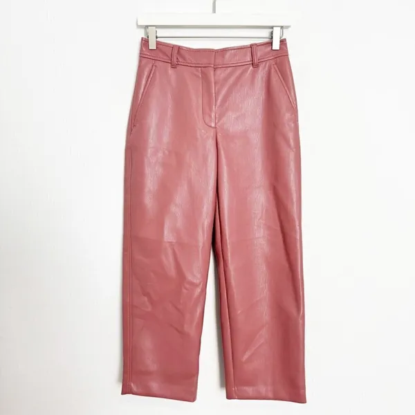 Aritzia Babaton‎ Command Pants Size 2 Faux Leather Red Willow Pink Corpcore Geek Chic - Image 3